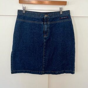 Vintage Y2K DKNY Blue Denim Pencil Mini Skirt for Casual Wear